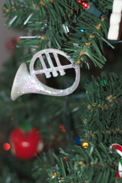 I played french horn in elementary school.  As a result I own more french horn ornaments than anyone else on the planet.